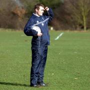 Colchester manager Phil Parkinson watches over his players during a training session at Layer Road, Colchester, Thursday February 16, 2006. Colchester face Chelsea in the FA Cup fifth round match on Sunday. PRESS ASSOCIATION Photo. Photo credit should