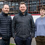 Bryn Williams (left) with Theatr Clwyd’s Executive Director Liam Evans-Ford (centre) and Artistic Director Kate Wasserberg (right)