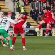 NEWPORT, WALES - 28 APRIL 2024: Connah's Quay Nomads Josh Williams scores to make it 2-1 and celebrates during the 2023/24 JD FAW Welsh Cup Final fixture between Connah's Quay Nomads F.C & The New Saints F.C at Rodney Parade, Newport, Wales.
