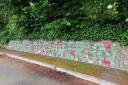 The graffiti memorial near Llangollen has been smeared with Nazi symbols. Picture: Paul Evans