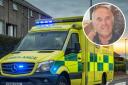 An ambulance and, inset, George Ian Stevenson