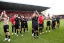 Wrexham celebrate winning at Crewe