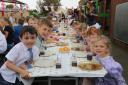 Children at Ysgol Parc Y Llan in Treuddyn enjoy their street party