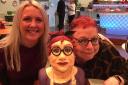Francesca Pleavin with Jo Brand and the famous cake