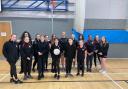 Fern Davies and members of the after school netball club at Ysgol Treffynnon.