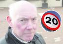 Cllr Arnold Woolley and, inset, a 20mph sign
