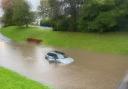 A submerged car in Broughton during last Friday's flooding.