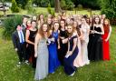 Ysgol Maes Garmon hold their Prom Night at Highfield Hall in Northop. Pic: The girls get together for a group photo. GA150618H.