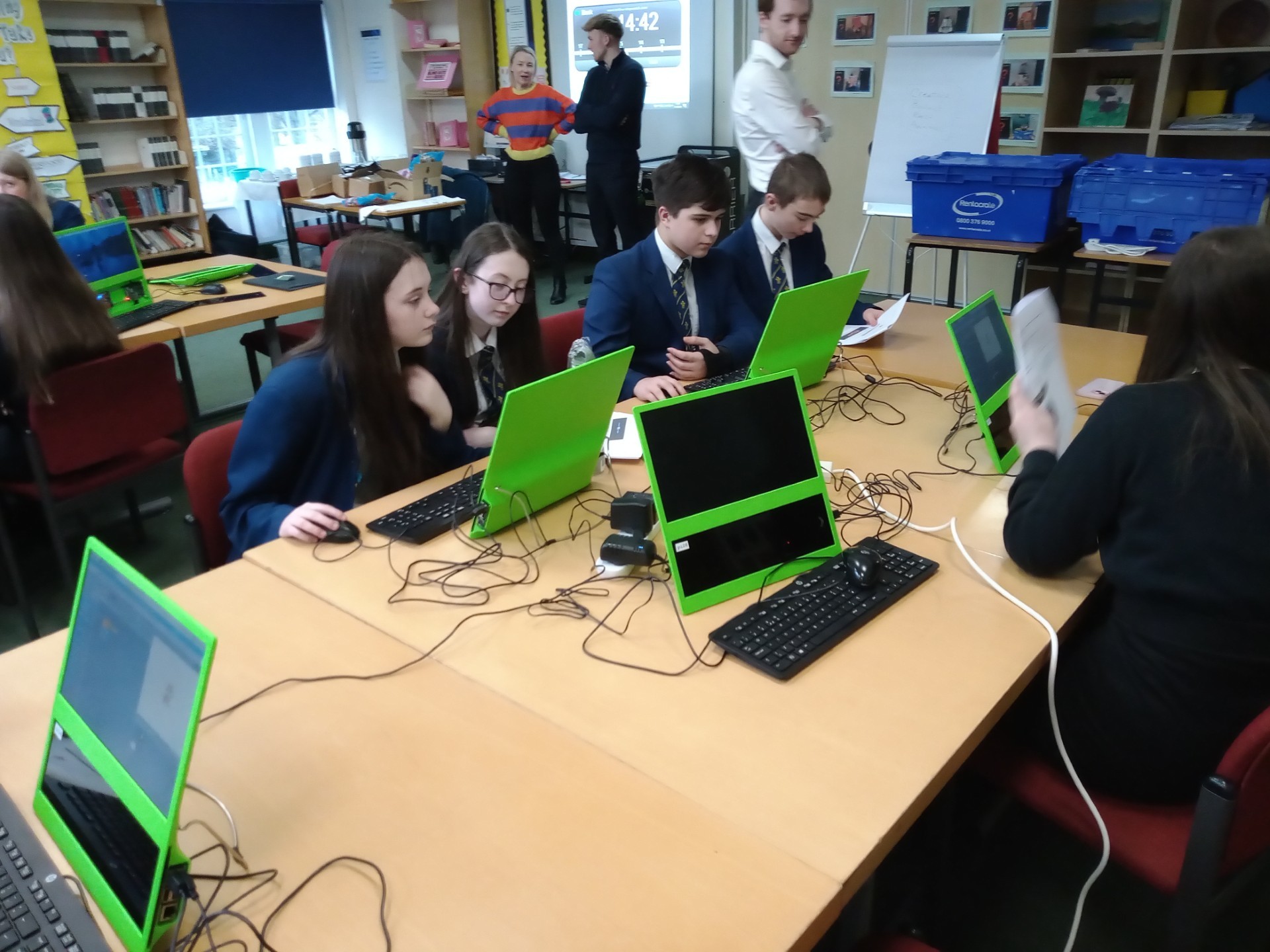 Students at Ysgol Rhiwabon during the Bank of America IT event.