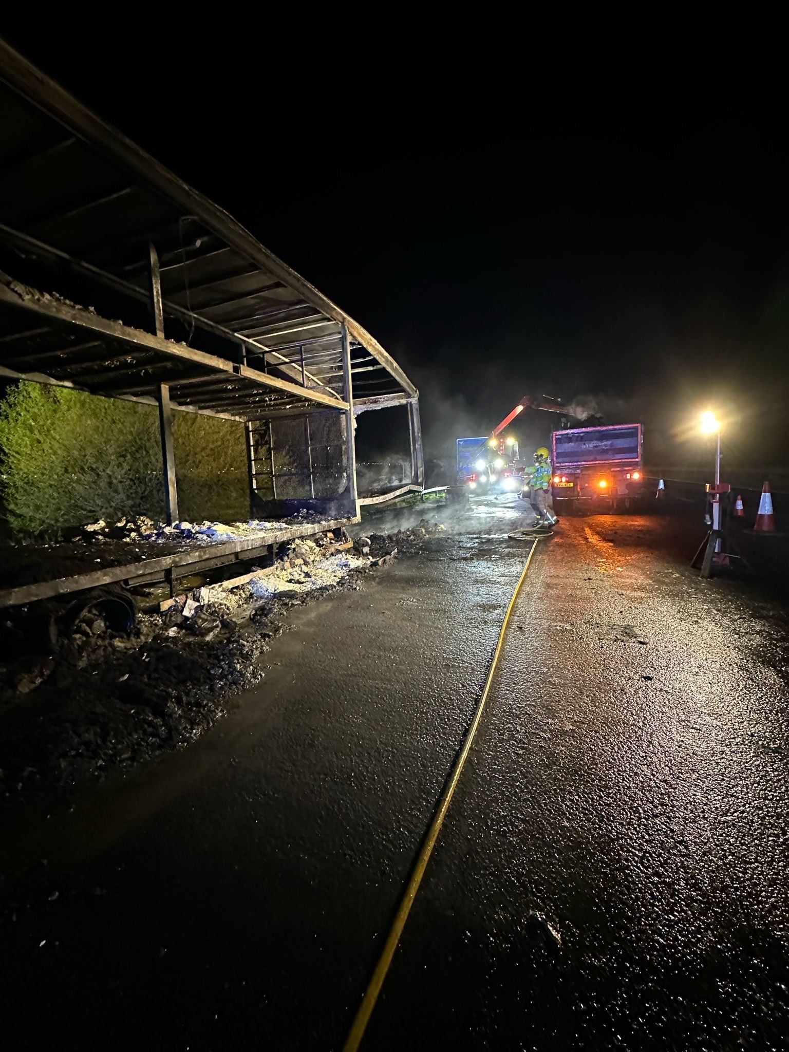 Photos from Wednesdays lorry fire on the M56. Pictures: Cheshire Fire and Rescue Service.