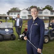 Hadlow Edwards sponsor LPGA tour pro Rachael Goodall, pictured with (from left) Jason Dransfield, assistant professional at Heswall Golf Club,  James Parry and Dan Boden, of Hadlow Edwards. Photo: Mandy Jones