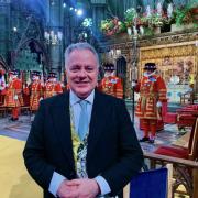 Simon Baynes MP in Westminster Abbey at the Coronation of Their Majesties King Charles III and Queen Camilla on Saturday 6th May.