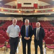 Simon Baynes MP with (left to right) Rhys Davies, General Manager, and Brian Jones, Chairman of The Stiwt