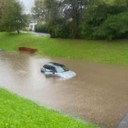 A submerged car in Broughton during last Friday's flooding.