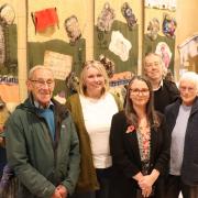 Josie Rayworth, 3 Counties Connected Rail Officer, with Fiona Sammut, Brymbo Enterprise manager; Gill Britten, artist/facilitator; Colin Davies and Nigel Stapley, both community members who recorded their oral history for the project.