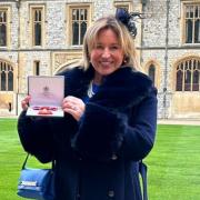 Joanna Swash Group CEO of Moneypenny outside Windsor Castle having received an OBE for her services to the economy.