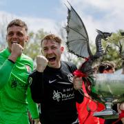 LIFTING THE TROPHY: Connah’s Quay Nomads celebrate winning the 2020-21 Cymru Premier League.