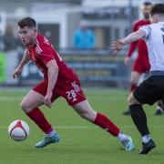 Josh Williams during the JD Welsh Cup Semi Final fixture between Connah's Quay Nomads and Bala Town at the OPS Wind Arena, Llandudno. 23rd of March, Llandudno, Wales (Pic by Nik Mesney/FAW)