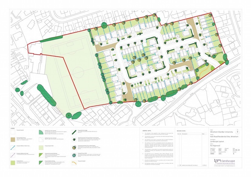 Glyndwr University owns the section of land at Dean Road in Wrexham marked out in red, while the council owns the part to the left. Source: Planning document