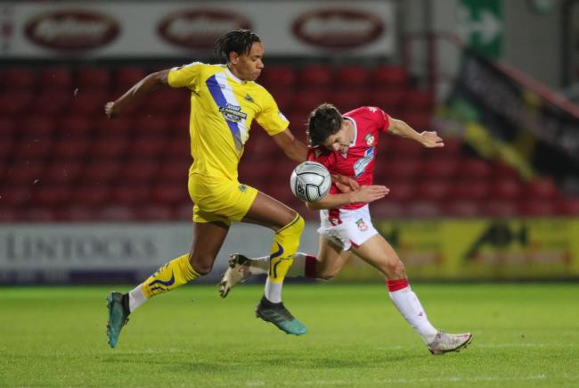 Jordan Davies in action against Altrincham