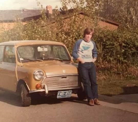 Martin Davies and his first car, a Mini.