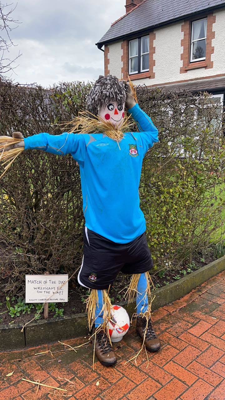 A Wrexham AFC-inspired scarecrow. 