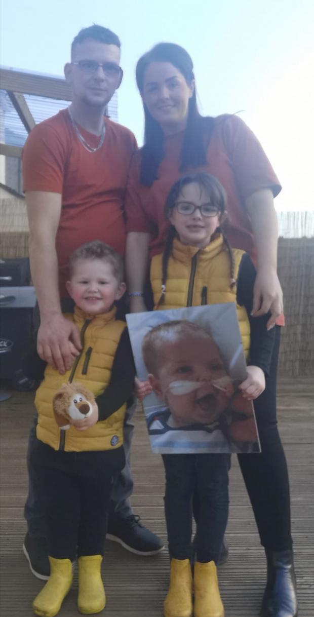 The Leader: Nicola and Daniel Fish, with their children, Sonny, 2, and Evie, 6, are fundraising in memory of Leo. 