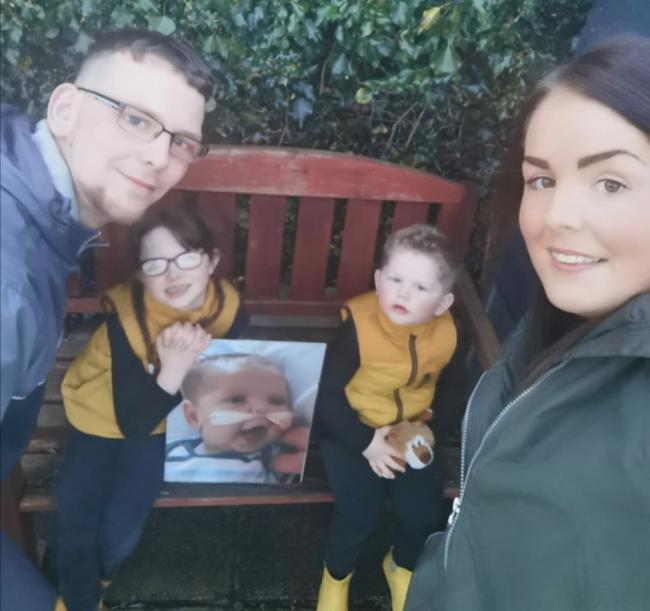 Mum and dad, Nicola and Daniel Fish, with children Sonny, 2, and Evie, 6, are fundraising in memory of baby Leo.