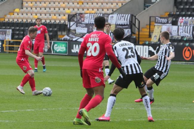 Jay Harris on the ball against Notts County