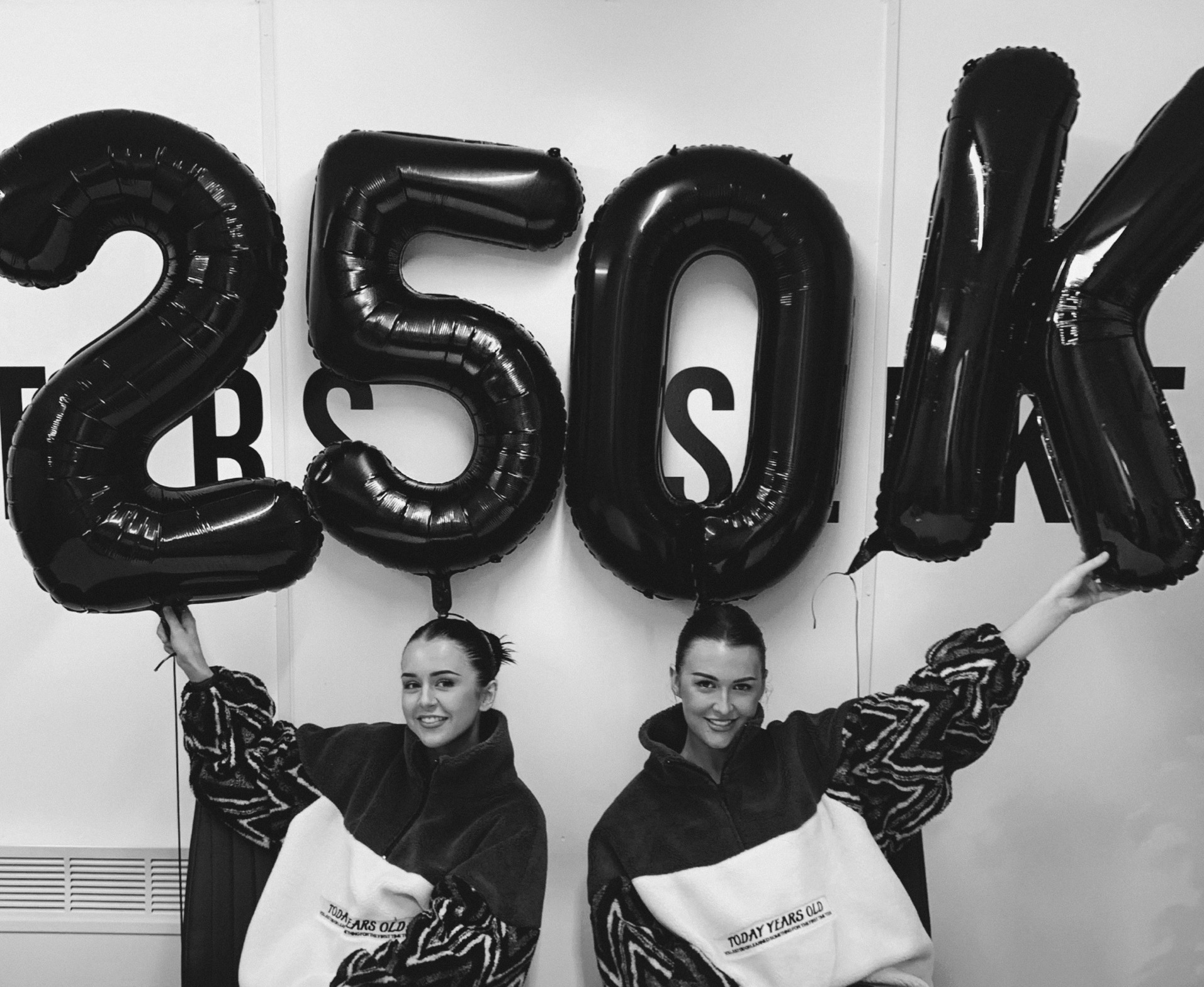 Alice and Maisie Jones celebrating reaching 250,000 followers on Instagram in February 2021.