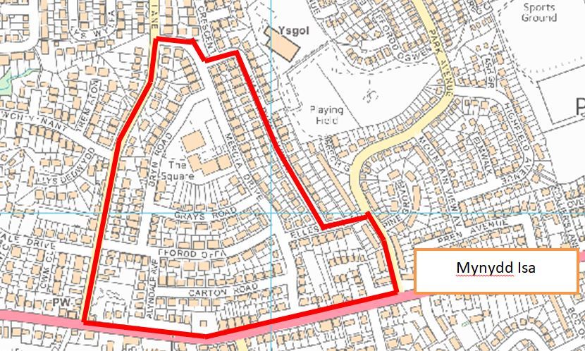 A dispersal order is in place within the area highlighted with the red boundary. (Source - NWP South Flintshire)