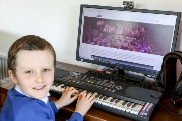 The Leader: Wrexham Music Co-operativeJames Booth 8 at his home in Coedpoeth has enjoyed the home learning music tuition at home while in lockdown