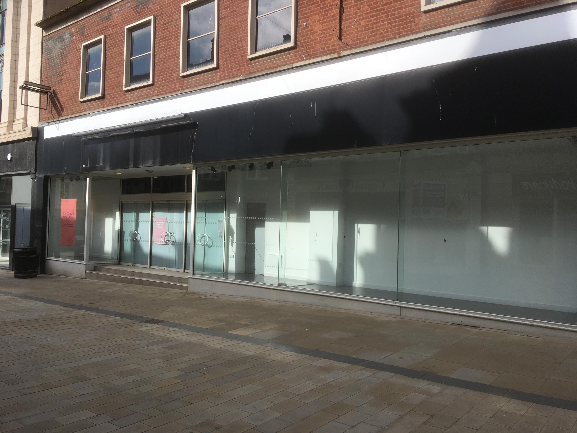 Empty shops in Wrexham town centre.