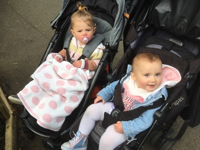 Ivy-Rose and Wynter, with mums Kerry and Elti, at Chester Zoo.