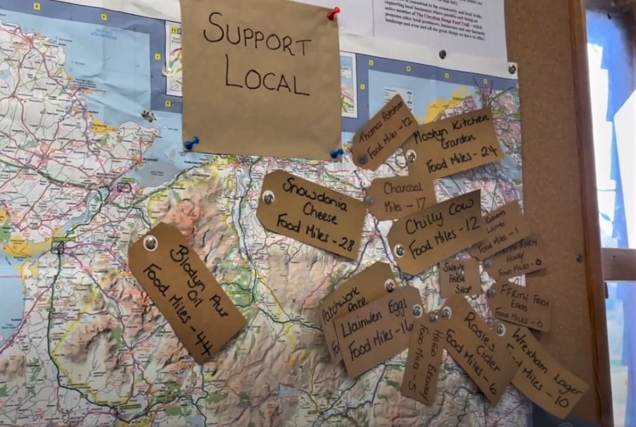 Map showing the food miles of local suppliers at Swans Farm Shop.