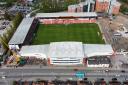 A general aerial view of the Racecourse Ground, home of Wrexham