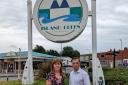 Wrexham MS Lesley Griffiths with Ken Skates MS at the Island Green Car Park in Wrexham.
