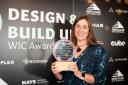Redrow's Karen Jones collecting her Lifetime Achievement Award at the Women in Construction Awards 2023. Photo: The Design and Build UK Women in Construction Awards 2023