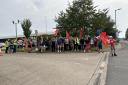 Council workers on the picket line in Wrexham.