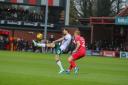 George Evans in action for Wrexham against Accrington Stanley. Picture by GEMMA THOMAS