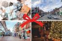 Shops in Mold and Wrexham, with festive imagery (Canva)