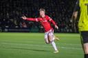 Andy Cannon in action at Harrogate where he scored his first Wrexham goal. Picture by GEMMA THOMAS