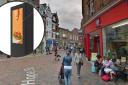 Hope Street on Google Maps and an inset of the digital poster