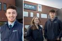 Anwyl's architectural technician Tom Miller (left)m, and apprentices Ruby Jones and Matthew Parry. Photos: Mandy Jones
