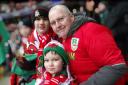 Geoffery with grandsons Tomos and Sam in 2013 at the Wembly game.