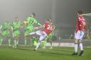 Action for Wrexham v Forest Green. Picture by GEMMA THOMAS
