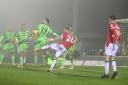 Action from Wrexham's 1-1 draw at Forest Green Rovers. Picture: Gemma Thomas
