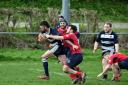 Action from Welshpool's win over Shotton Steel. Picture by Gary Williams.