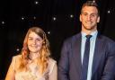 Teigan pictured at Coleg Cambria Awards Evening 2018 with special guest Sam Warburton.