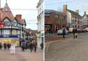 Wrexham and Mold town centres.